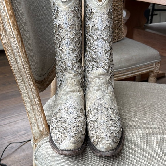 Corral Women's Glitter Inlay and Crystals Wedding Boots - Snip Toe size 6.5 - Picture 6 of 9